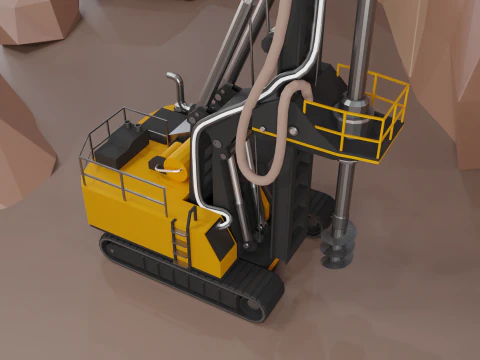 Rotary Drill - Heavy Vehicle 3D Model