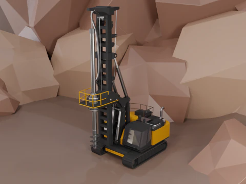 Rotary Drill - Heavy Vehicle 3D Model
