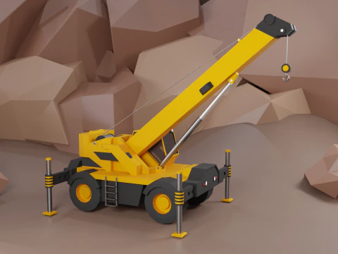 Rough Terrain Crane - Heavy Vehicle 3D Model