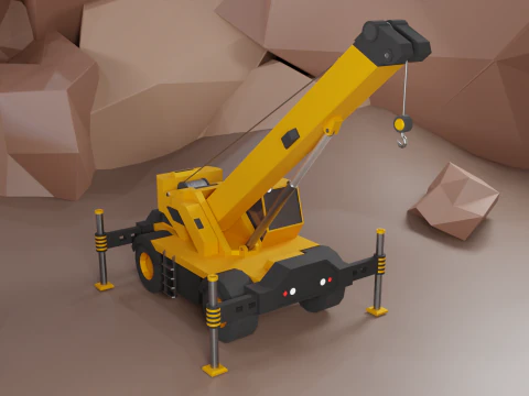 Rough Terrain Crane - Heavy Vehicle 3D Model