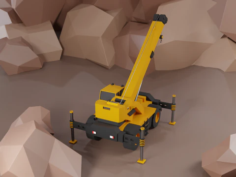 Rough Terrain Crane - Heavy Vehicle 3D Model