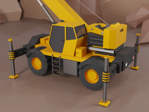 Rough Terrain Crane - Heavy Vehicle 3D Model