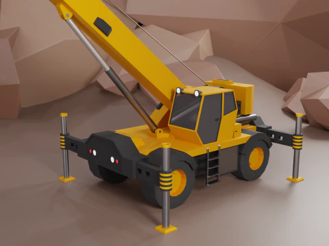 Rough Terrain Crane - Heavy Vehicle 3D Model