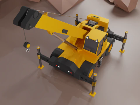 Rough Terrain Crane - Heavy Vehicle 3D Model