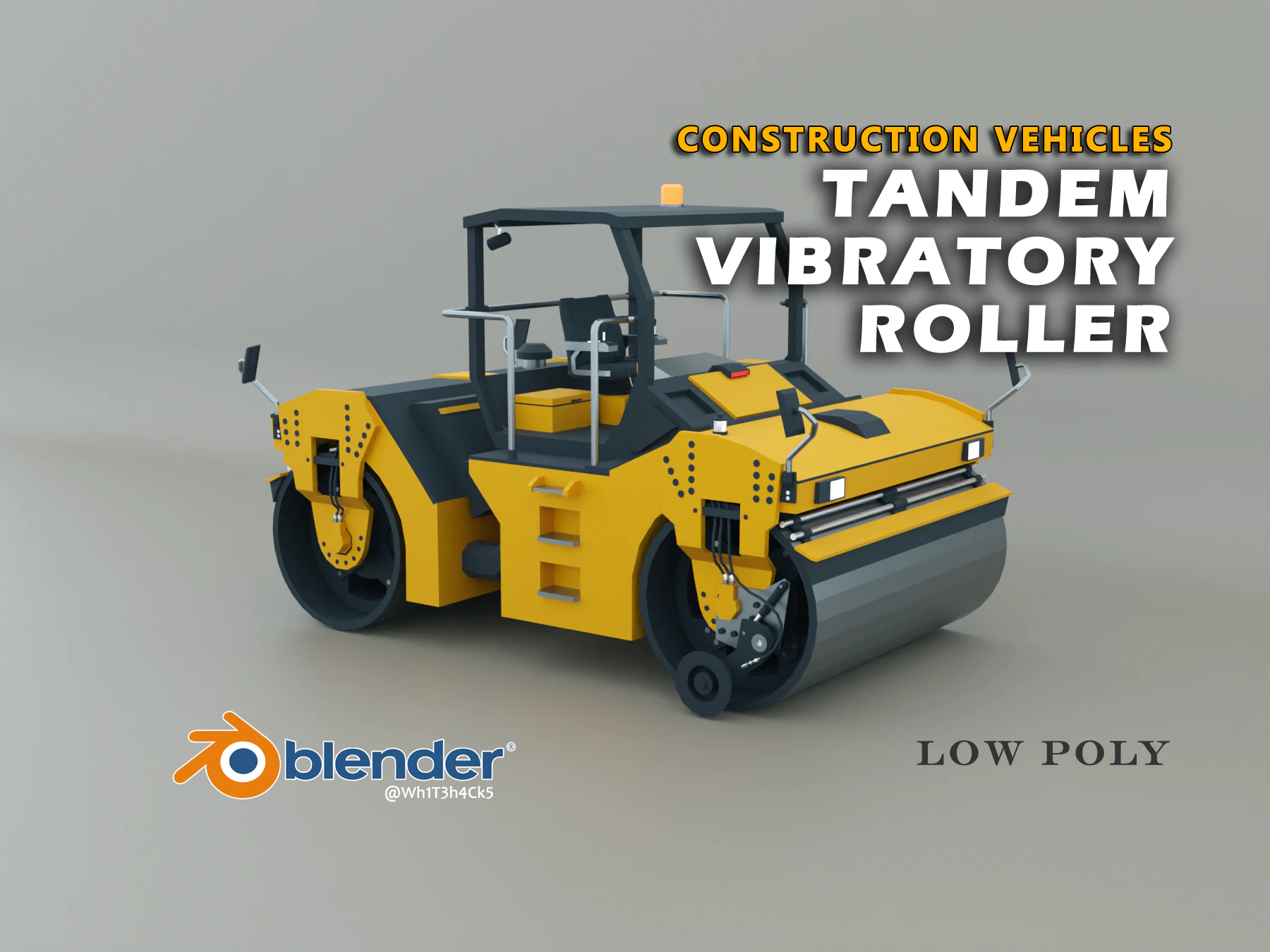 Tandem Vibratory Roller - Heavy Vehicle 3D Model .c4d .max .obj .3ds .fbx .stl .blend 