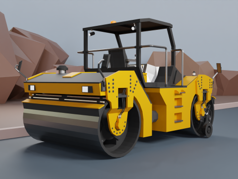 Tandem Vibratory Roller - Heavy Vehicle 3D Model