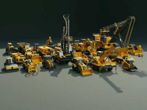 24 Ve&iacute;culos Pesados ​​- Mega Pack Low-poly Modelo 3D