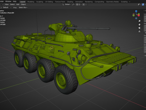 BTR-80A - Armoured Personnel Carrier - Army Vehicle 3D 모델