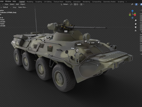 BTR-80A - Armoured Personnel Carrier - Army Vehicle 3D 모델