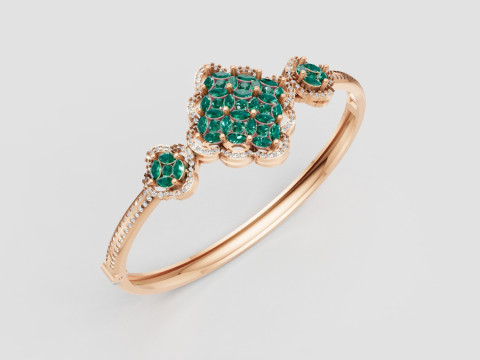 3D Printable Jewelry design of Bangle with diamonds 3D Model