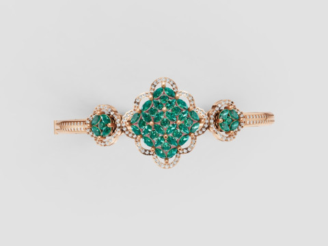 3D Printable Jewelry design of Bangle with diamonds 3D Model