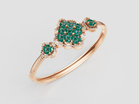 3D Printable Jewelry design of Bangle with diamonds 3D Model