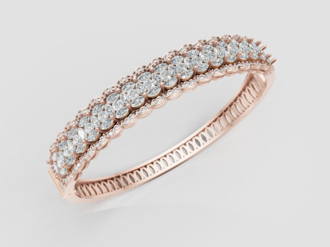3D Printable Jewelry design of Bangle with diamonds 3D Model
