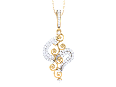 3D-печать CAD-дизайна ювелирного кулона Lady с бриллиантами 3D Модель