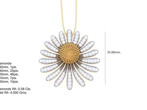 3D Printable Cad jewelry design of Lady diamond Pendant 3D Model