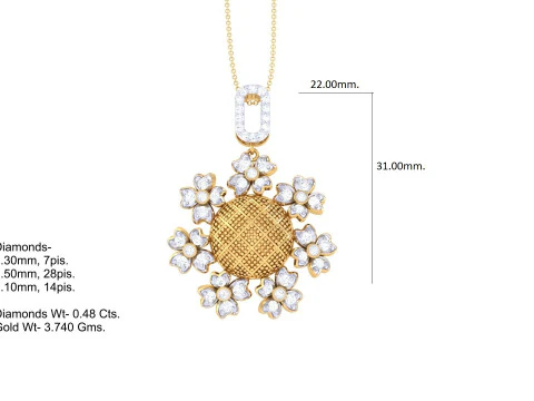 3D Printable Cad jewelry design of Lady diamond Pendant 3D Model