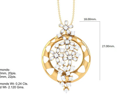 3D Printable Cad jewelry design of Lady diamond Pendant 3D Model