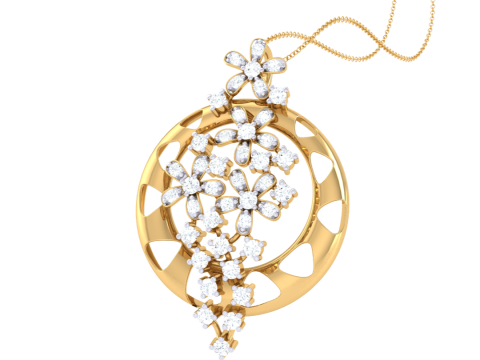 3D Printable Cad jewelry design of Lady diamond Pendant Modèle 3D