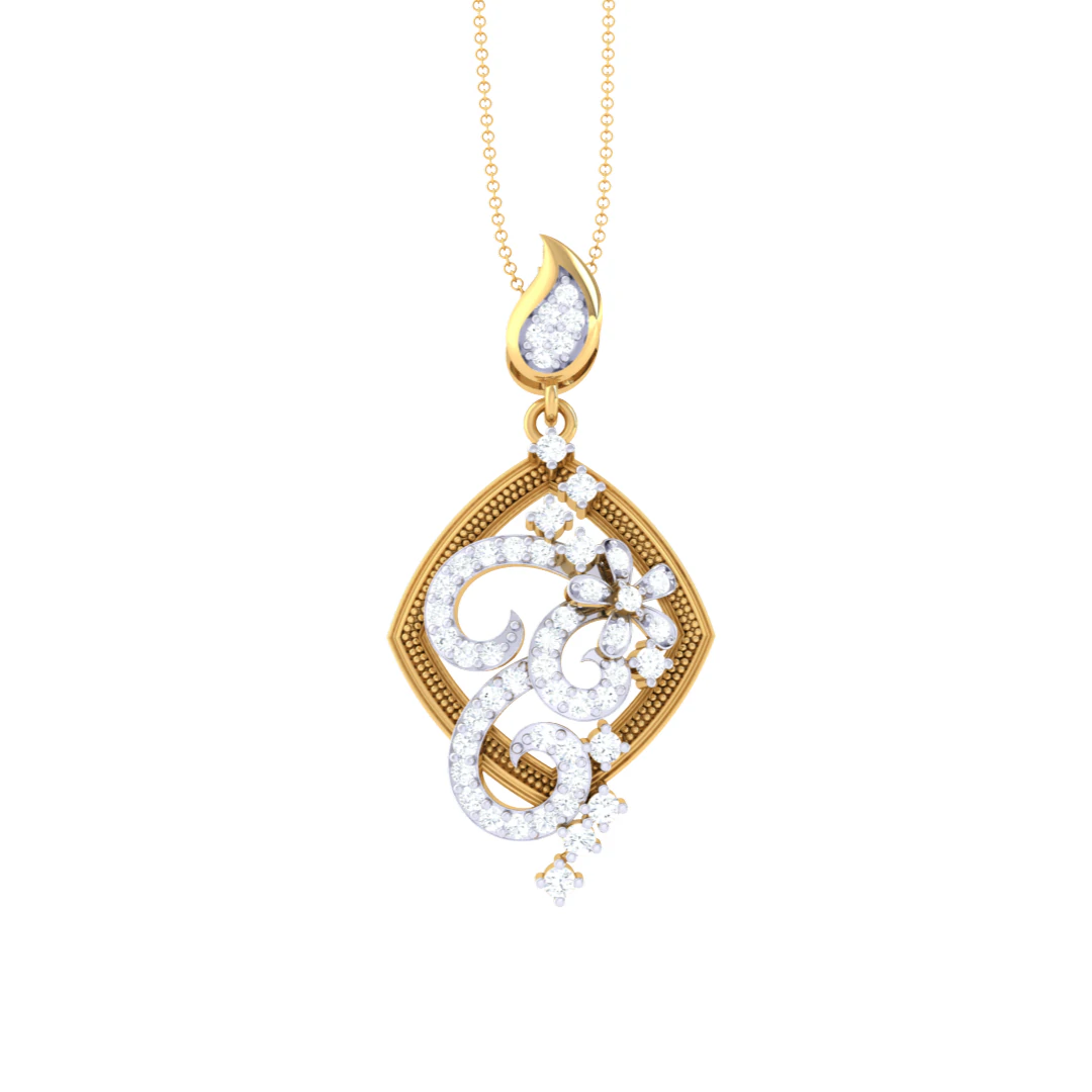 3D Printable Cad jewelry design of Lady diamond Pendant 3D Model .c4d .max .obj .3ds .fbx .stl .blend 