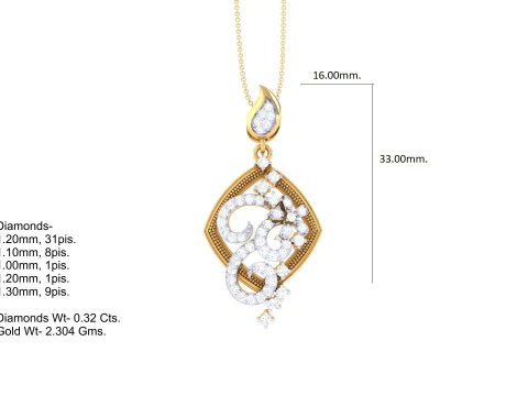 3D Printable Cad jewelry design of Lady diamond Pendant 3D Model