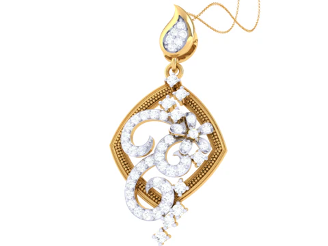 3D Printable Cad jewelry design of Lady diamond Pendant 3D Model