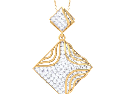 3D-druckbares CAD-Schmuckdesign eines Lady-Diamantanh&auml;ngers 3D Modell