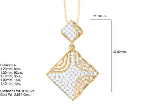3D Printable Cad jewelry design of Lady diamond Pendant 3D Model
