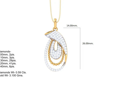 3D Printable Cad jewelry design of Lady diamond Pendant 3D Model