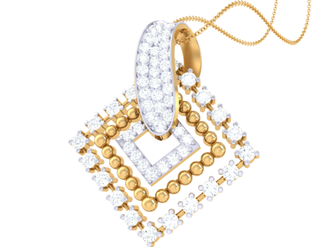 3D Printable Cad jewelry design of Lady diamond Pendant Modelo 3D