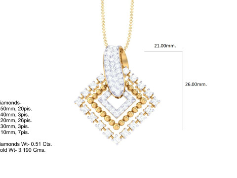 3D Printable Cad jewelry design of Lady diamond Pendant Modelo 3D