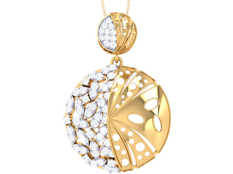 レディ ダイヤモンド ペンダントの 3D 印刷可能な Cad ジュエリー デザイン 3Dモデル