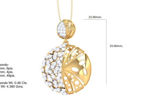 3D Printable Cad jewelry design of Lady diamond Pendant 3D Model