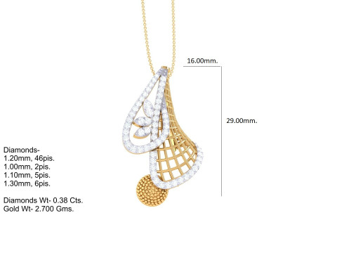 3D Printable Cad jewelry design of Lady diamond Pendant Model 3D