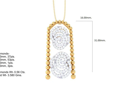 3D Printable Cad jewelry design of Lady diamond Pendant 3D Model