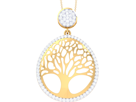 3D Printable Cad jewelry design of Lady diamond Pendant Modèle 3D