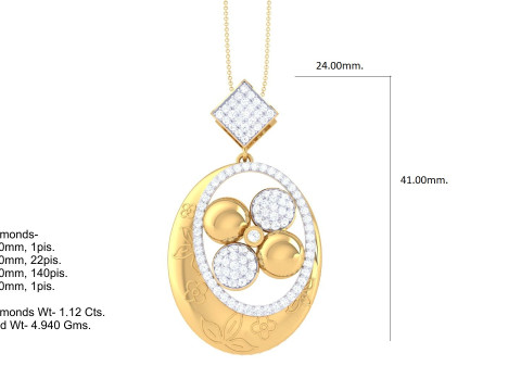 3D Printable Cad jewelry design of Lady diamond Pendant 3D Model