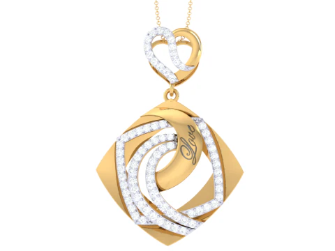3D Printable Cad jewelry design of Lady diamond Pendant 3D Model