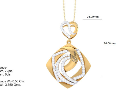 3D Printable Cad jewelry design of Lady diamond Pendant 3D 模型