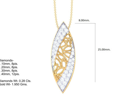 3D Printable Cad jewelry design of Lady diamond Pendant Modelo 3D