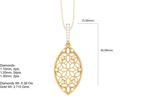 3D Printable Cad jewelry design of Lady diamond Pendant Modèle 3D