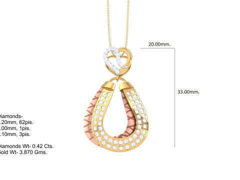 3D Printable Cad jewelry design of Lady diamond Pendant 3D Model