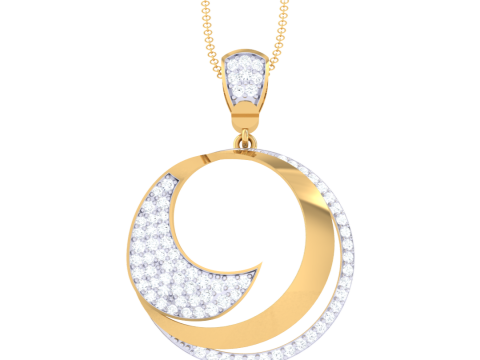 3D Printable Cad jewelry design of Lady diamond Pendant 3D Model