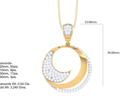 3D Printable Cad jewelry design of Lady diamond Pendant 3D Model
