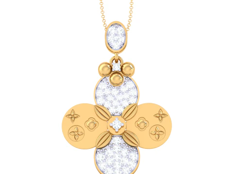 女士钻石吊坠的 3D 可打印 Cad 珠宝设计 3D 模型