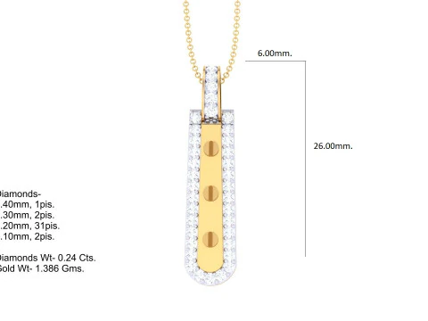 3D Printable Cad jewelry design of Lady diamond Pendant 3D Model