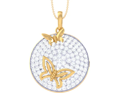 レディ ダイヤモンド ペンダントの 3D 印刷可能な Cad ジュエリー デザイン 3Dモデル