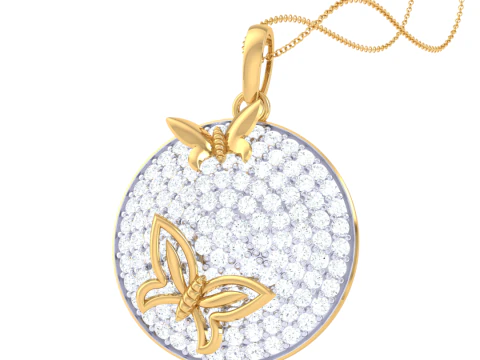 3D Printable Cad jewelry design of Lady diamond Pendant 3D Model