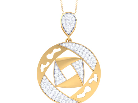 3D Printable Cad jewelry design of Lady diamond Pendant 3D Model