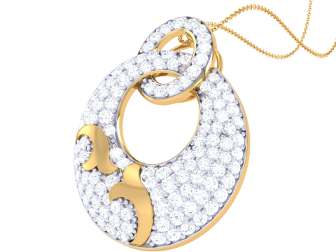 3D Printable Cad jewelry design of Lady diamond Pendant Modelo 3D
