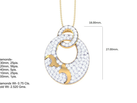 3D Printable Cad jewelry design of Lady diamond Pendant Modelo 3D